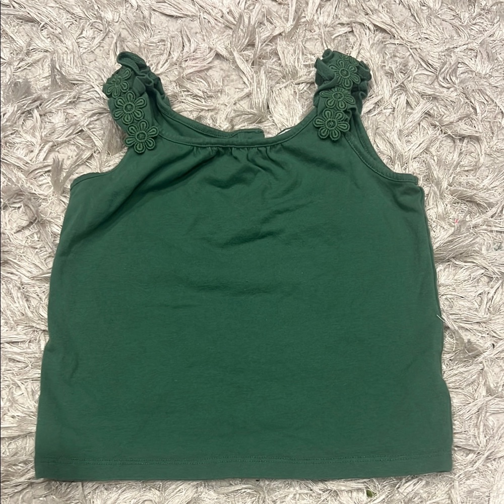Green Sleeveless Top with Floral Accents